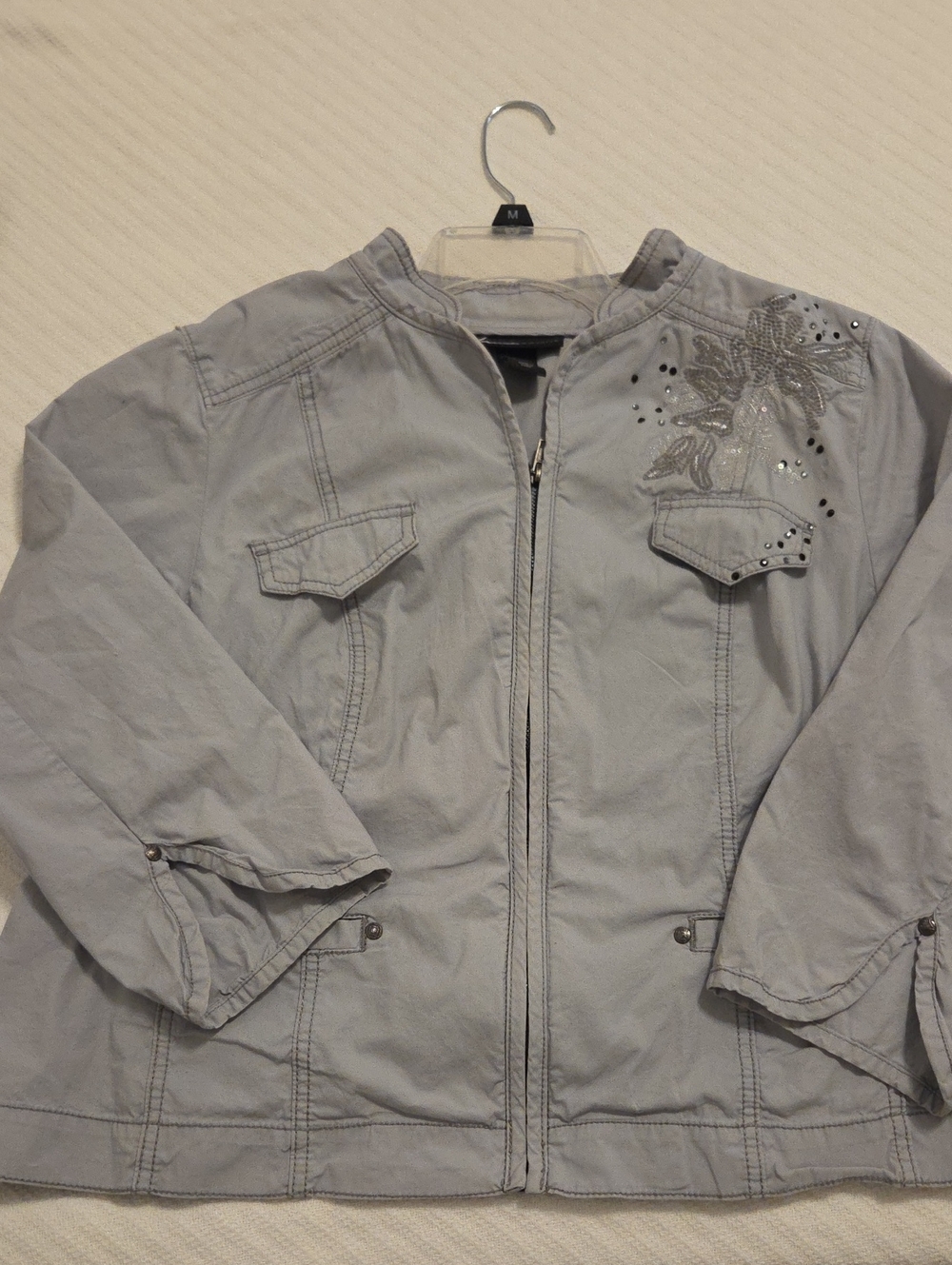 Lane Bryant Utility Jacket Cotton Gray Size 16